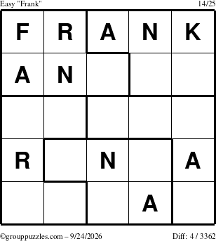 The grouppuzzles.com Easy Frank puzzle for Thursday September 24, 2026