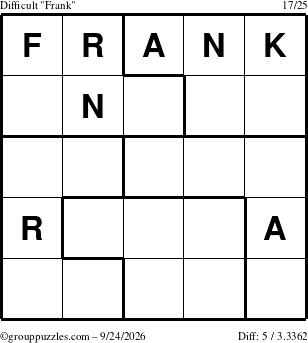 The grouppuzzles.com Difficult Frank puzzle for Thursday September 24, 2026
