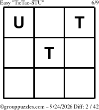 The grouppuzzles.com Easy TicTac-STU puzzle for Thursday September 24, 2026