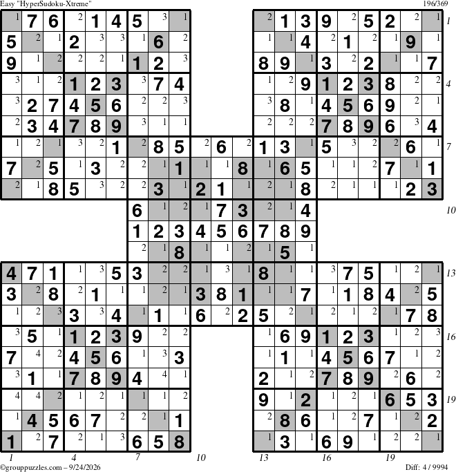 The grouppuzzles.com Easy cover-HyperXtreme puzzle for Thursday September 24, 2026 with all 4 steps marked