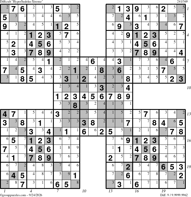 The grouppuzzles.com Difficult cover-HyperXtreme puzzle for Thursday September 24, 2026 with all 9 steps marked