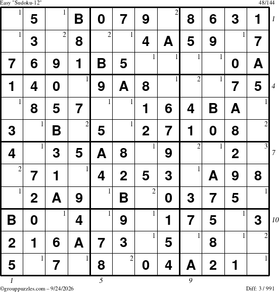 The grouppuzzles.com Easy Sudoku-12 puzzle for Thursday September 24, 2026 with all 3 steps marked