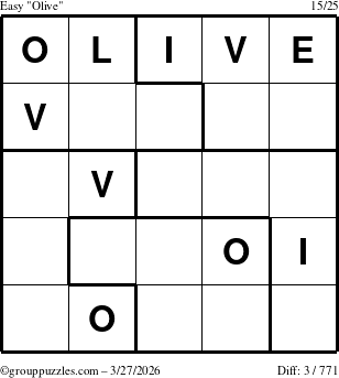 The grouppuzzles.com Easy Olive puzzle for Friday March 27, 2026