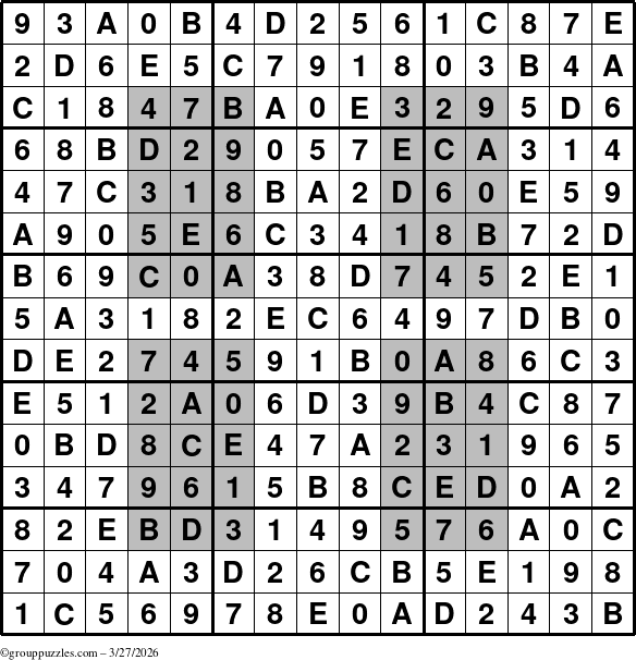 The grouppuzzles.com Answer grid for the HyperSudoku-15 puzzle for Friday March 27, 2026