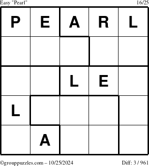 The grouppuzzles.com Easy Pearl puzzle for Friday October 25, 2024