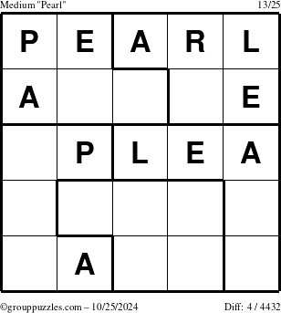 The grouppuzzles.com Medium Pearl puzzle for Friday October 25, 2024