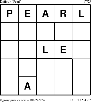 The grouppuzzles.com Difficult Pearl puzzle for Friday October 25, 2024