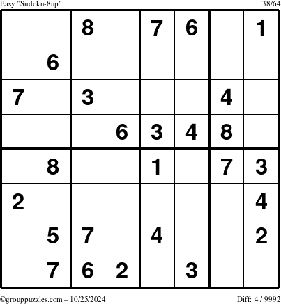 The grouppuzzles.com Easy Sudoku-8up puzzle for Friday October 25, 2024