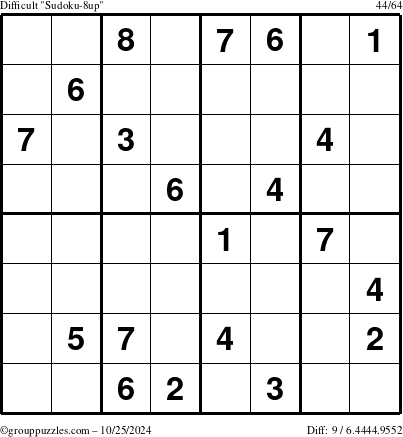 The grouppuzzles.com Difficult Sudoku-8up puzzle for Friday October 25, 2024