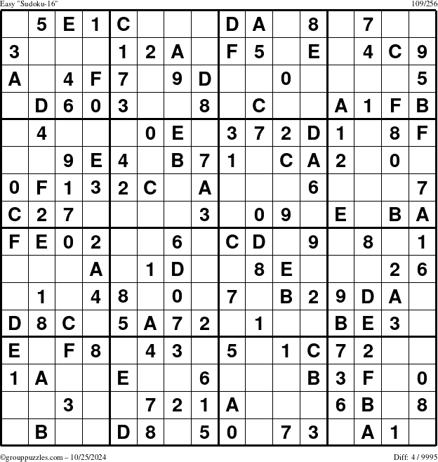 The grouppuzzles.com Easy Sudoku-16 puzzle for Friday October 25, 2024