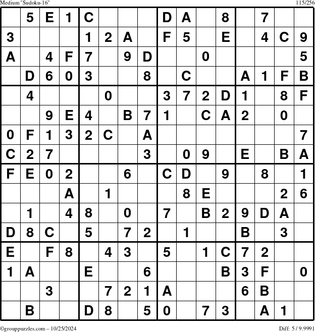 The grouppuzzles.com Medium Sudoku-16 puzzle for Friday October 25, 2024