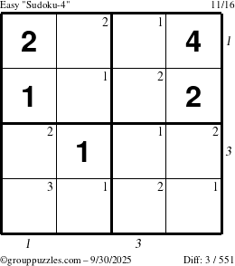 The grouppuzzles.com Easy Sudoku-4 puzzle for Tuesday September 30, 2025 with all 3 steps marked