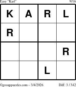 The grouppuzzles.com Easy Karl puzzle for Wednesday March 4, 2026