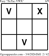 The grouppuzzles.com Easy TicTac-VWX puzzle for Wednesday March 4, 2026