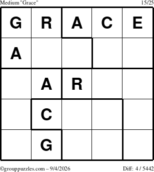 The grouppuzzles.com Medium Grace puzzle for Friday September 4, 2026