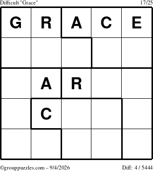 The grouppuzzles.com Difficult Grace puzzle for Friday September 4, 2026