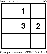 The grouppuzzles.com Easy TicTac-123 puzzle for Saturday March 7, 2026