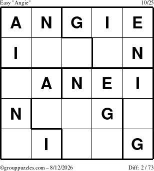 The grouppuzzles.com Easy Angie puzzle for Wednesday August 12, 2026