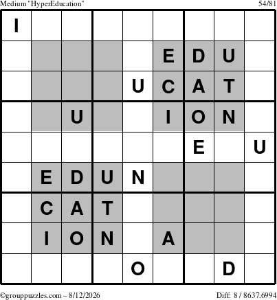 The grouppuzzles.com Medium HyperEducation-i23 puzzle for Wednesday August 12, 2026