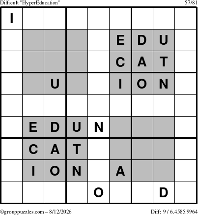 The grouppuzzles.com Difficult HyperEducation-i23 puzzle for Wednesday August 12, 2026