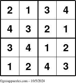 The grouppuzzles.com Answer grid for the Sudoku-4 puzzle for Saturday October 5, 2024