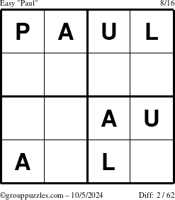 The grouppuzzles.com Easy Paul puzzle for Saturday October 5, 2024