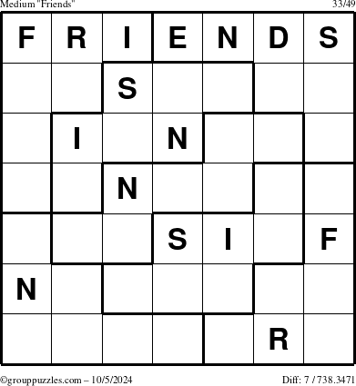 The grouppuzzles.com Medium Friends puzzle for Saturday October 5, 2024