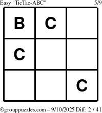 The grouppuzzles.com Easy TicTac-ABC puzzle for Wednesday September 10, 2025