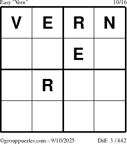 The grouppuzzles.com Easy Vern puzzle for Wednesday September 10, 2025