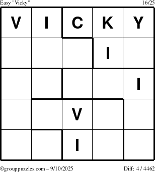 The grouppuzzles.com Easy Vicky puzzle for Wednesday September 10, 2025