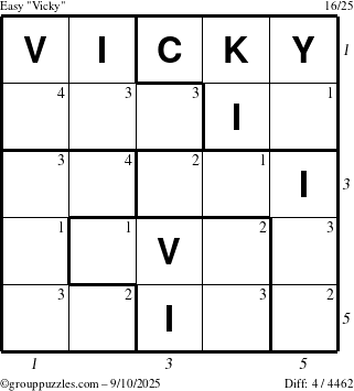 The grouppuzzles.com Easy Vicky puzzle for Wednesday September 10, 2025 with all 4 steps marked