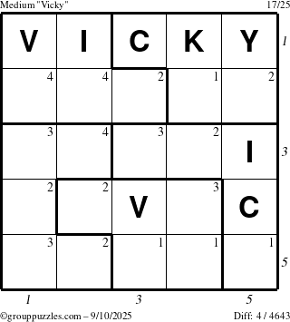 The grouppuzzles.com Medium Vicky puzzle for Wednesday September 10, 2025 with all 4 steps marked