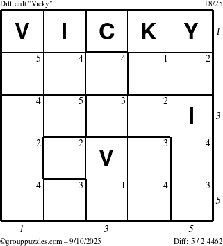 The grouppuzzles.com Difficult Vicky puzzle for Wednesday September 10, 2025 with all 5 steps marked