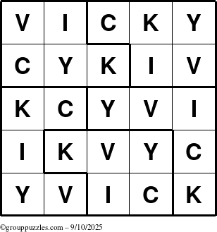 The grouppuzzles.com Answer grid for the Vicky puzzle for Wednesday September 10, 2025