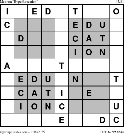 The grouppuzzles.com Medium HyperEducation-i23 puzzle for Wednesday September 10, 2025