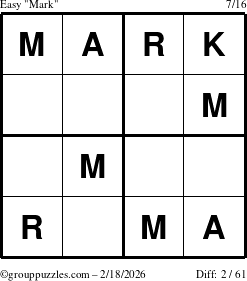 The grouppuzzles.com Easy Mark puzzle for Wednesday February 18, 2026