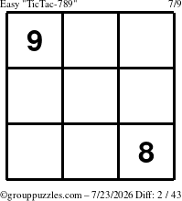The grouppuzzles.com Easy TicTac-789 puzzle for Thursday July 23, 2026