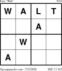The grouppuzzles.com Easy Walt puzzle for Thursday July 23, 2026