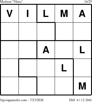 The grouppuzzles.com Medium Vilma puzzle for Thursday July 23, 2026