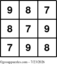 The grouppuzzles.com Answer grid for the TicTac-789 puzzle for Thursday July 23, 2026