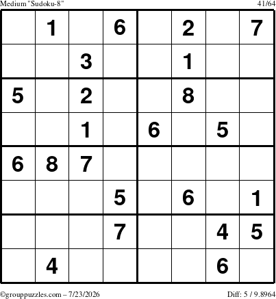 The grouppuzzles.com Medium Sudoku-8 puzzle for Thursday July 23, 2026