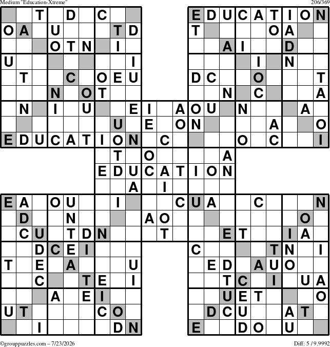 The grouppuzzles.com Medium Education-Xtreme puzzle for Thursday July 23, 2026