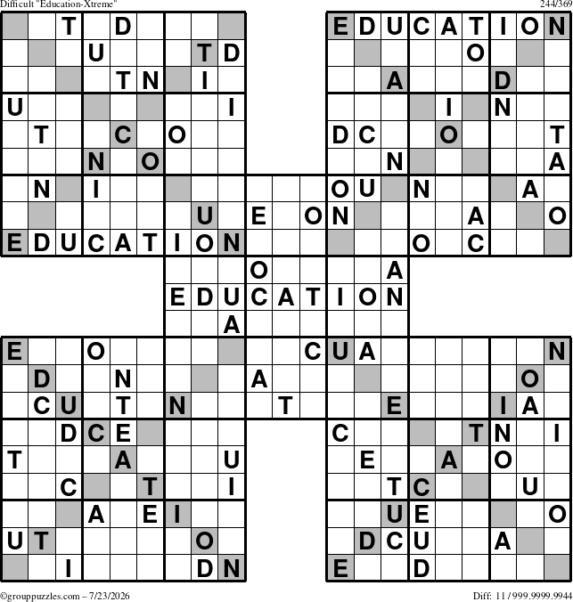 The grouppuzzles.com Difficult Education-Xtreme puzzle for Thursday July 23, 2026