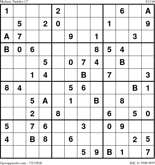 The grouppuzzles.com Medium Sudoku-12 puzzle for Thursday July 23, 2026