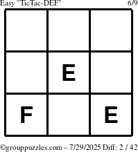 The grouppuzzles.com Easy TicTac-DEF puzzle for Tuesday July 29, 2025