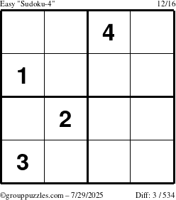The grouppuzzles.com Easy Sudoku-4 puzzle for Tuesday July 29, 2025