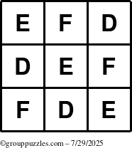 The grouppuzzles.com Answer grid for the TicTac-DEF puzzle for Tuesday July 29, 2025