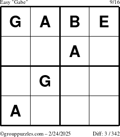 The grouppuzzles.com Easy Gabe puzzle for Monday February 24, 2025
