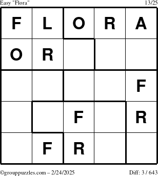 The grouppuzzles.com Easy Flora puzzle for Monday February 24, 2025