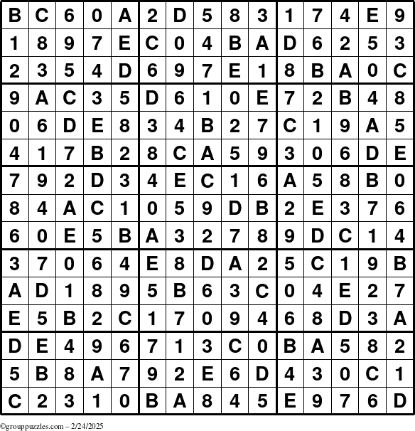 The grouppuzzles.com Answer grid for the Sudoku-15 puzzle for Monday February 24, 2025